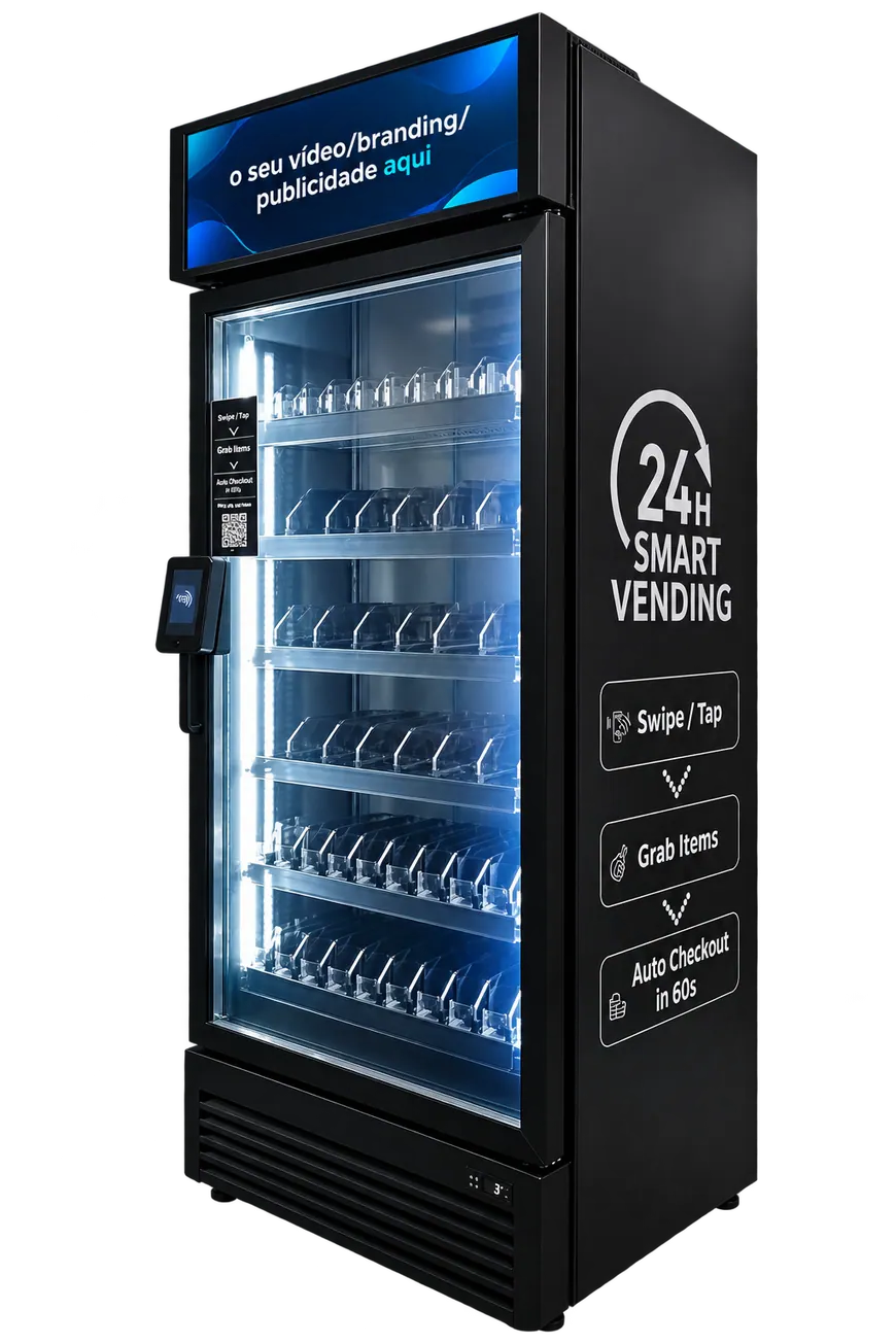 Frigorífico inteligente Max 620S em perspetiva, com ecrã personalizável